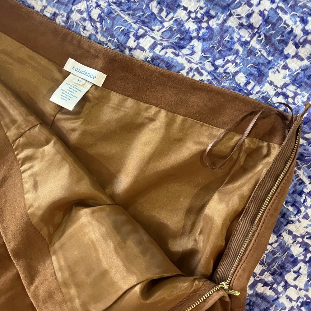 Brown Suede Midi Skirt Fully lined - Picture 5 of 6